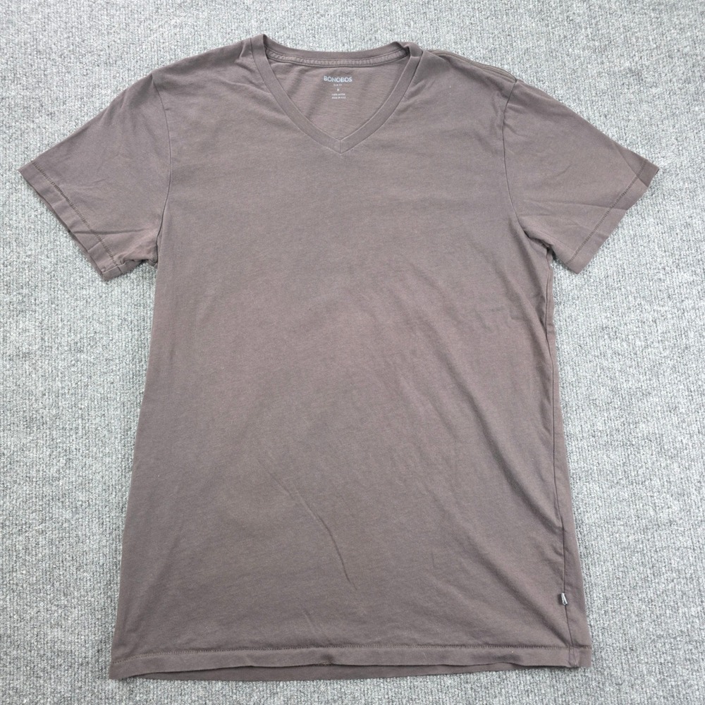 Bonobos‎ V Neck T Shirt Mens Medium Slim Brown Cotton Short Sleeve Casual Tee